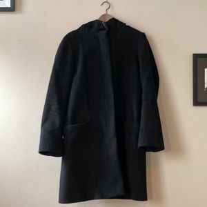 Babaton wool blend coat with hood. L